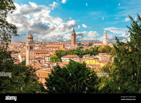 View From Verona From The Public Park Giardino Giusti Italy Stock