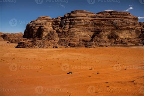 Wadi Rum Desert in Jordan. On the Sunset. Panorama of beautiful sand ...