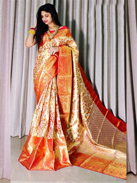 Handloom Woven Pure Kanjivaram Silk Saree With Mina Weaving