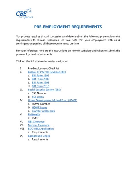 Pre Employment Checklist 12 Examples Format Pdf Examples