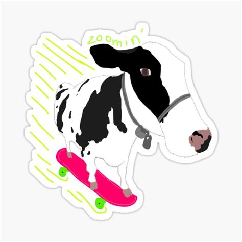 Cow Skateboarding Funny Animal Meme Sticker For Sale By Lunararts1111