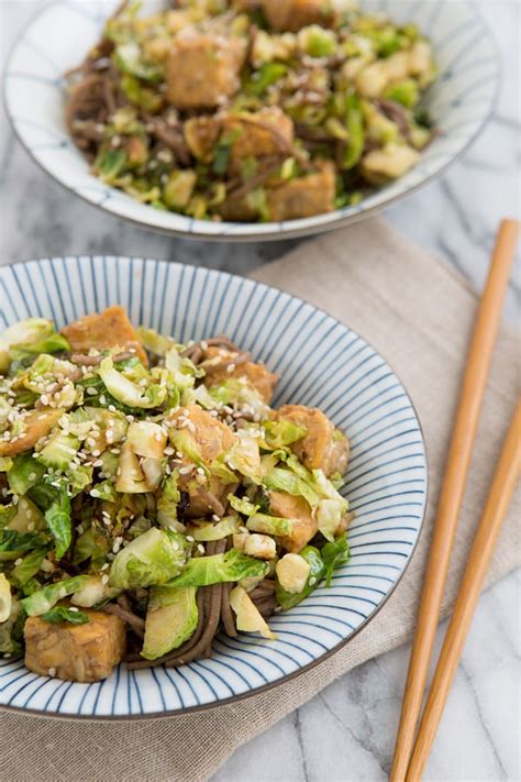 Brussels Sprout Tempeh And Soba Noodle Skillet Recipe