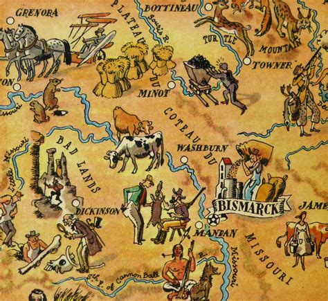 North Dakota Pictorial Map, 1946