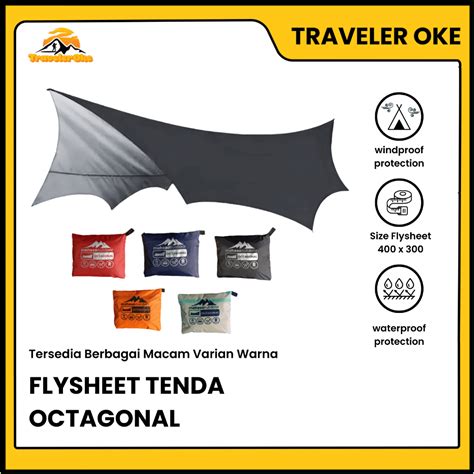 Jual Flysheet Octagonal 4X3 Waterproof Ultralight Mahesa Outdoor Atap