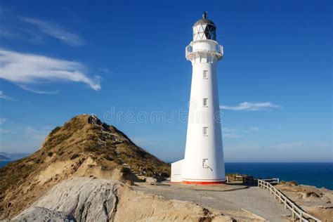 Walkway To Castlepoint Lighthouse In Morning Sunlight New Zealand