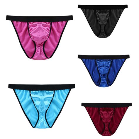 Us Mens Sissy Lingerie Shiny Satin Tanga Panties Thong Bikini Briefs