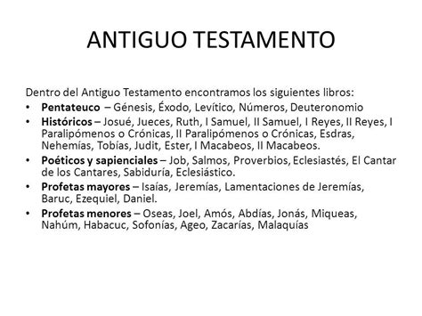 ANTIGUO TESTAMENTO Dentro Del Antiguo Testamento Encontramos Los