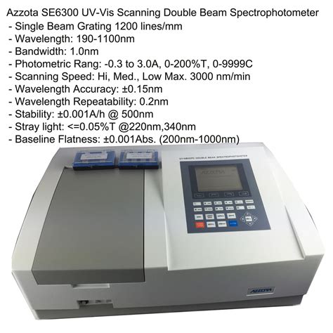 Azzota® Double Beam Scanning Uv Vis Spectrophotometer With Software S