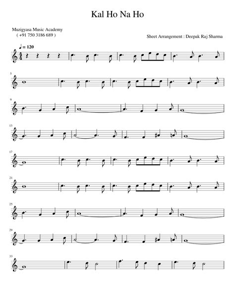 Kal Ho Na Ho [Easy Level] Sheet music for Piano (Solo) | Musescore.com