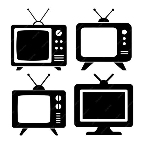 Set Of Television Silhouette Vector Retro Tv Set Icon Premium Ai