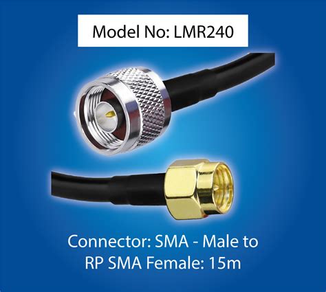 LMR240 Connector SMA Male To RP SMA Female 15m Roofify