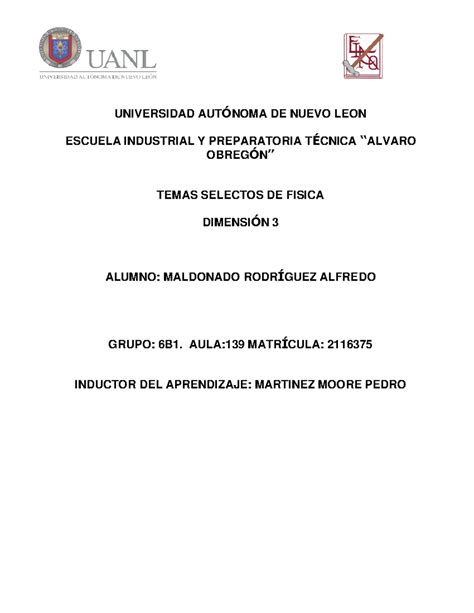 Amr D E Tsf Temas Selectos De Fisica Universidad Aut Noma De Nuevo