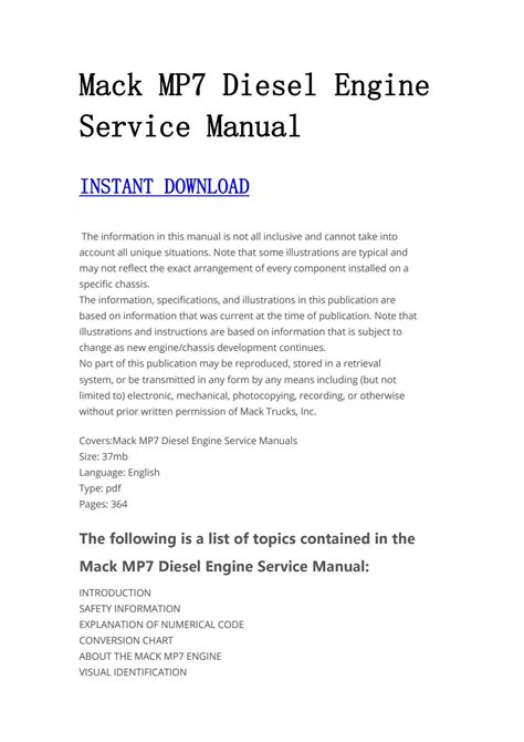 Mack Mp7 Diesel Engine Service Manual By Manualtrucks Issuu