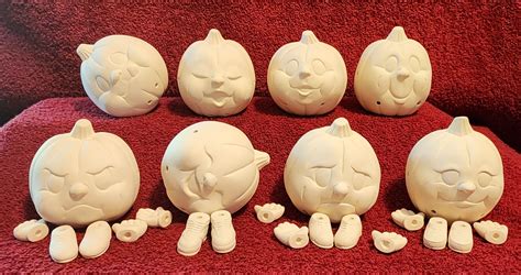 Pumpkin Noggins W Hands And Feet Set Of 8 Bisque Dona 900 And 859