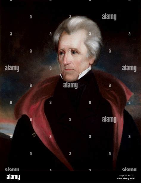 Vintage American History Painting Of President Andrew Jackson Stock