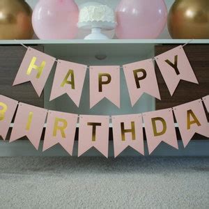 Light Pink Banner Pink Gold Birthday Banner Happy 21st - Etsy