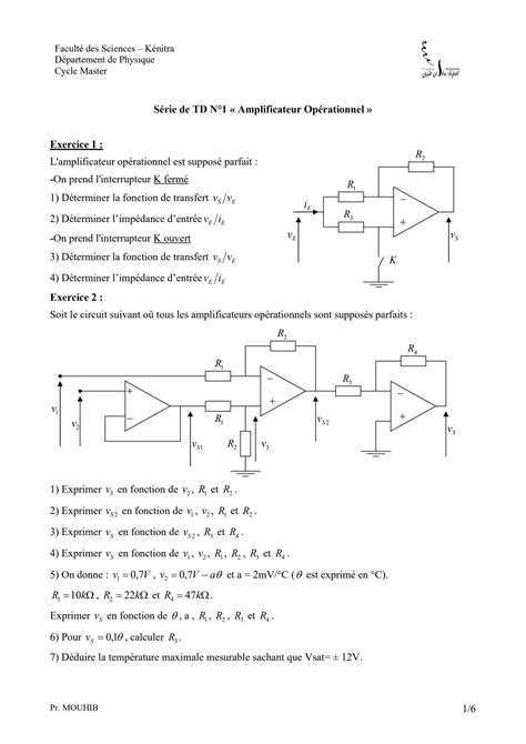 Solution S Rie D Exercices Amplificateur Operationnel Studypool