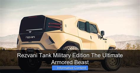 rezvani tank military edition  ultimate armored beast electric car