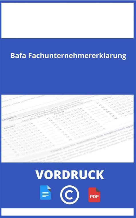 Bafa Vordruck Fachunternehmererklärung Vorlage Muster