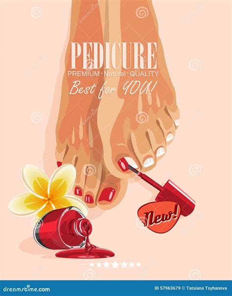 Pedicure Banner With Women S Feet And Nail Polish Stock Vector