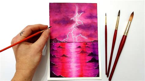 EASY How To Paint Storms Lightning Storm Landscape Painting