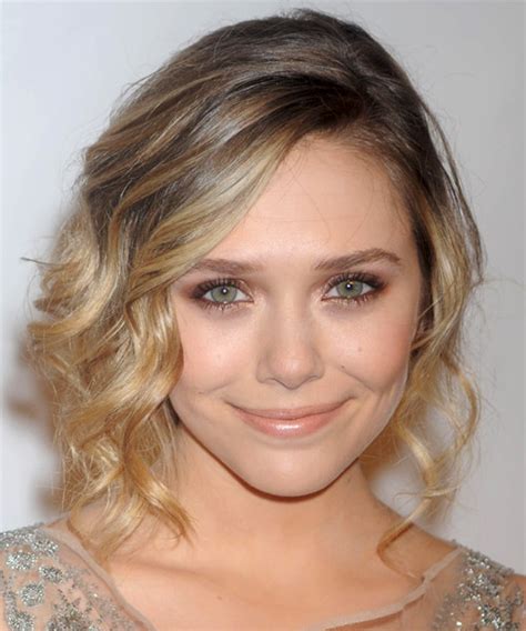 Elizabeth Olsen Medium Curly Dark Blonde Updo Hairstyle With Light