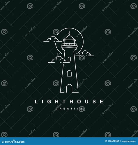 Beacon With Cloud Illustration Lighthouse Logo Design Template Stock