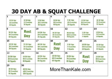 Day Ab Squat Challenge Squat And Ab Challenge Squat Challenge