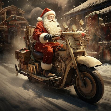 Santa Claus Riding Motorcycle Clipart 16 High Quality Pngs Biker Santa