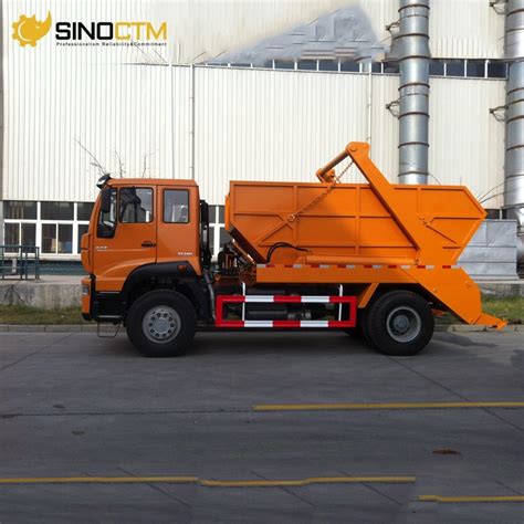 Tons M Waste Refuse Compactor Truck With Swing Arm Garbage Container