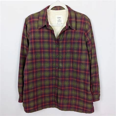 Ll Bean Tops Ll Bean Women M Soft Fleece Lined Button Up Plaid