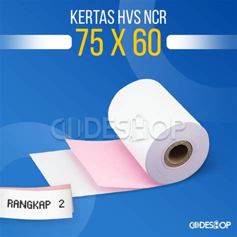 Jual Kertas NCR 75x60 Mm Rangkap 2 Cetak Struk Kasir 2ply 75 X 60