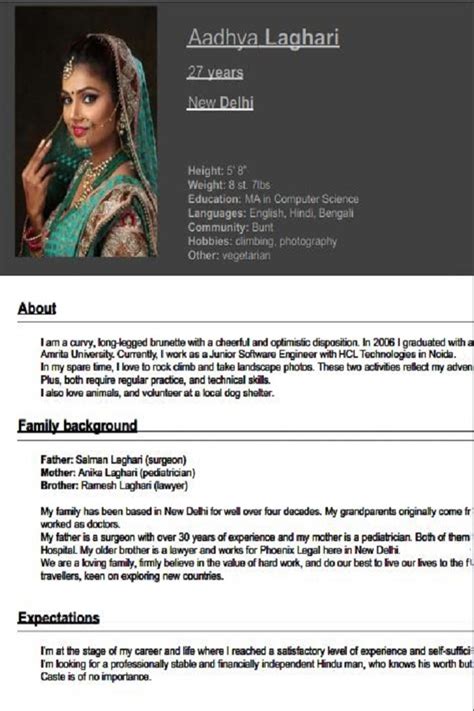 Biodata Template For Marriage