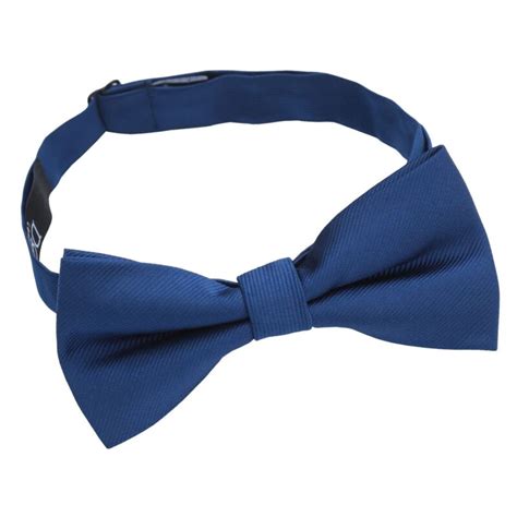 Navy Blue Plain Twill Pre Tied Thistle Bow Tie James Alexander