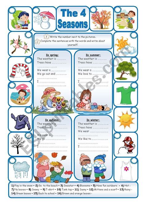 Seasons Activities And Worksheets