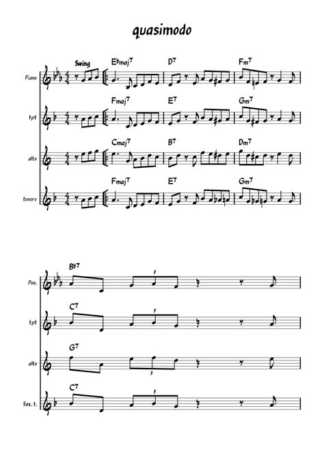 Quasimodo Sheet Music For Piano Saxophone Alto Saxophone Tenor