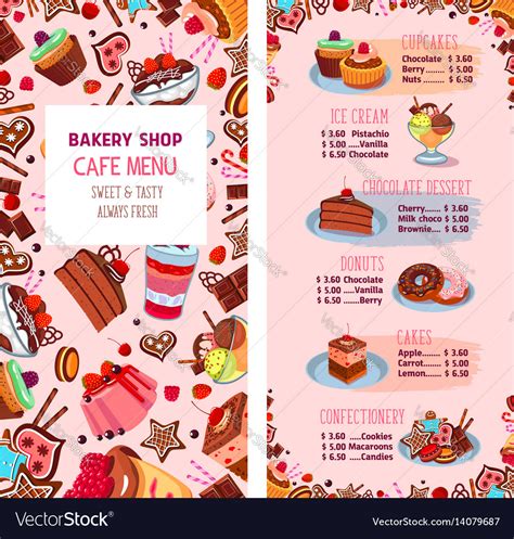 Menu Template For Bakery Shop Desserts Royalty Free Vector In Product ...