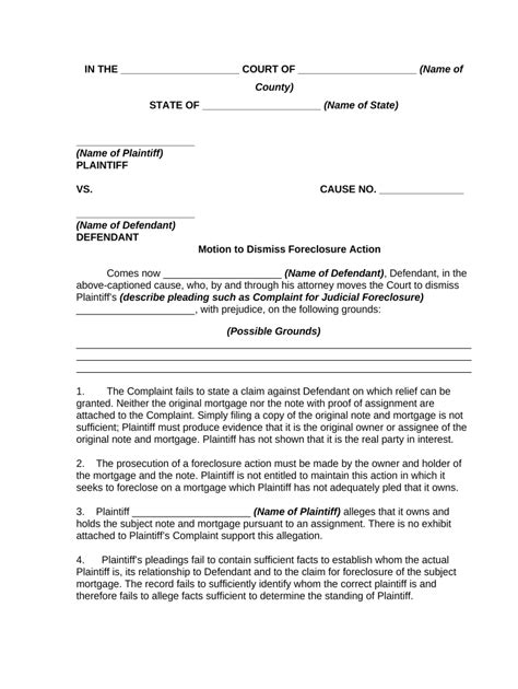 Free Motion To Dismiss Template