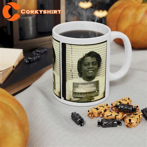 James Brown Mugshot Coffee Mug Magnificent 1988 Portrait Corkyshirt