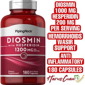 Jual Piping Rock Diosmin With Hesperidin 1200 Mg 180 Capsules Wasir