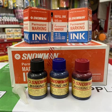 Jual Isi Tinta Spidol Permanent Snowman Mig Refill Tinta Spidol