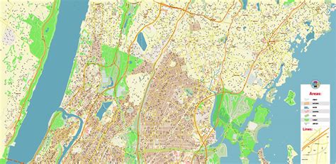 Bronx New York City NY US PDF Vector Map: City Plan High Detailed ...