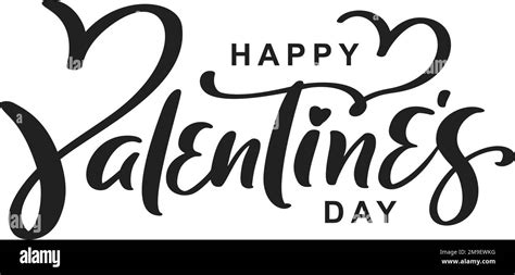 Happy Valentines Day Vector Calligraphy Lettering Text With Heart