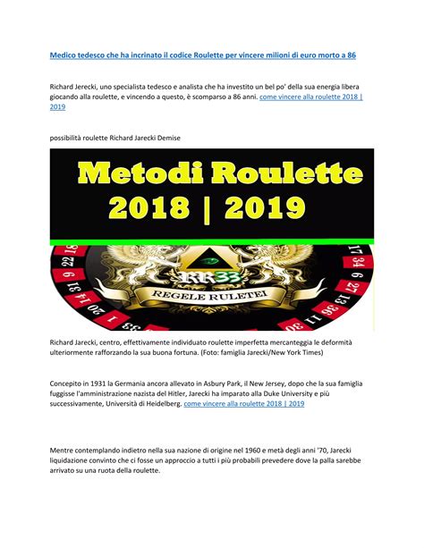 Come Vincere Alla Roulette Pdf