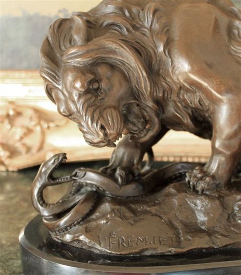 Lion and Serpent Bronze Sculpture