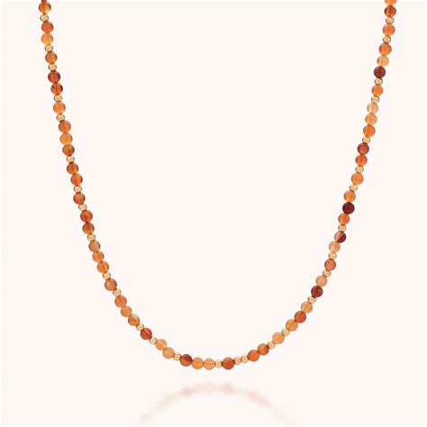 Jewel Bead Carnelian July Birthstone Necklace By Nellou Jewellery