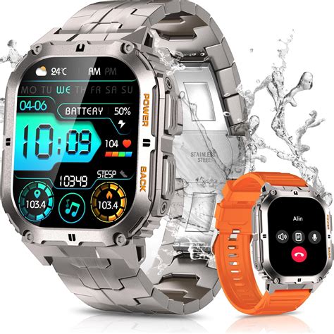 Podoeil Military Smart Watches For Men Answer And Dial Calls 1 96 Amoled Rugged