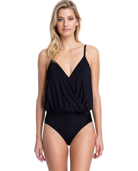 Gottex Contour Lattice Surplice Blouson Underwire One Piece Swimsuit