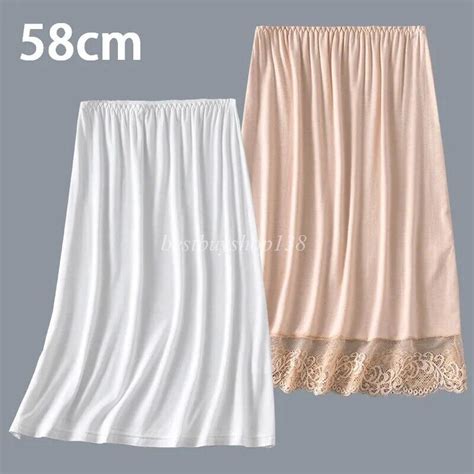 Women Half Slips Underskirt Dress Extender Lace Trim Knee Length Skirt