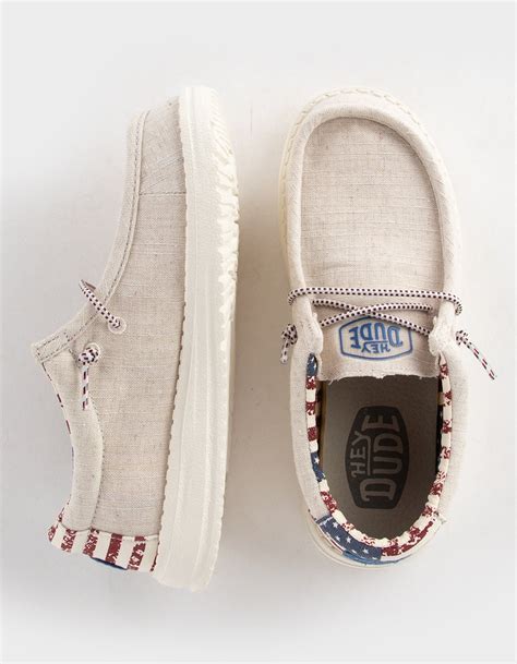 Hey Dude Wally Youth Off White Patriotic Boys Shoes Off White Tillys